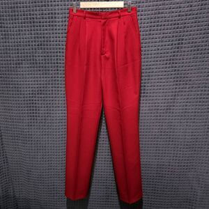 VTG Red High Rise Pants 12Long 29x33 Sunny South Slacks Pleated 70s 80s Chic USA